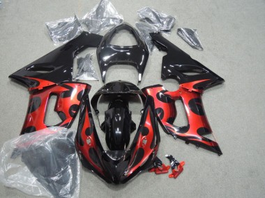 Migliori Carena Moto Kawasaki ZX6R 2005-2006 - Nero Lucido Rosso