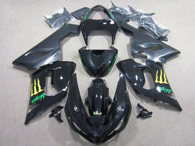 Migliori Carena Moto Kawasaki ZX6R 2005-2006 - Nero Lucido Giallo Mostro