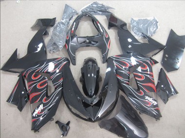 Migliori Carena Moto Kawasaki ZX10R 2006-2007 - Nero Lucido Rosso Bianco Fiamma