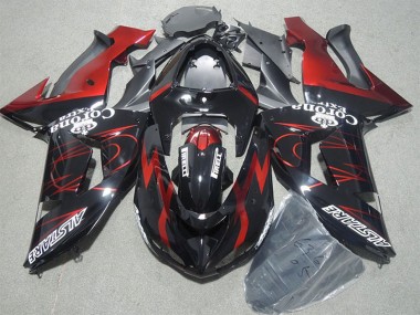 Migliori Carena Moto Kawasaki ZX10R 2006-2007 - Nero Lucido Rosso Fiamma Alstare Corona Extra