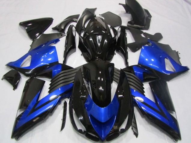 Migliori Carena Moto Kawasaki ZX14R ZZR1400 2006-2011 - Blu Nero Lucido
