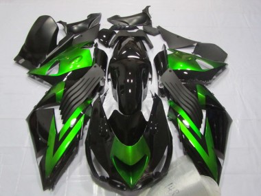 Migliori Carena Moto Kawasaki ZX14R ZZR1400 2006-2011 - Nero Lucido Verde Banda