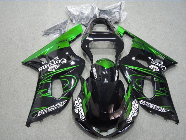 Migliori Carena Moto Suzuki GSXR 600 2001-2003 - Nero Lucido Verde Corona Extra Alstare