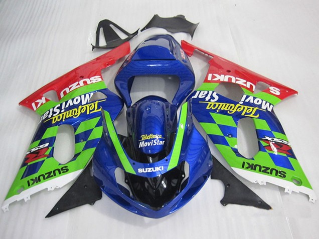 Migliori Carene Moto Suzuki GSXR 600 2001-2003 - Blu Verde Rosso Telefonica MoviStar