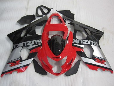 Migliori Carena Moto Suzuki GSXR 600 2004-2005 - Rosso Argento Nero Lucido