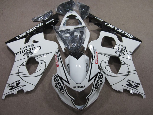 Migliori Carena Moto Suzuki GSXR 600 2004-2005 - Bianco Nero Corona Extra Motul