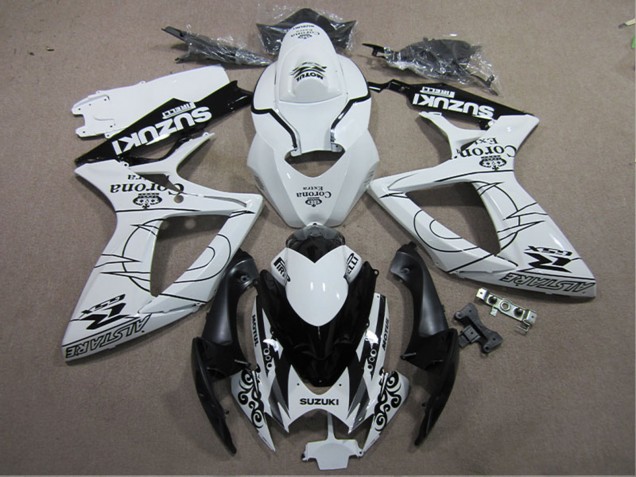 Migliori Carena Moto Suzuki GSXR 600 2006-2007 - Bianco Nero Corona Extra