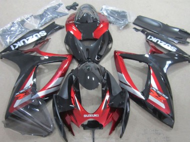 Migliori Carena Moto Suzuki GSXR 600 2006-2007 - Nero Lucido Rosso Argento
