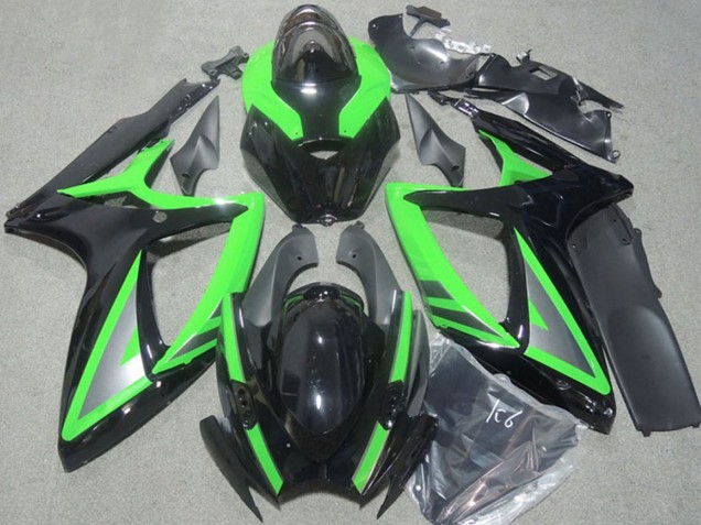 Migliori Carena Moto Suzuki GSXR 600 2006-2007 - Verde Nero Lucido Argento