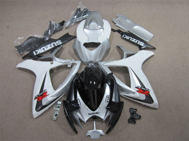 Migliori Carena Moto Suzuki GSXR 600 2006-2007 - Bianco Argento Nero Lucido Rosso