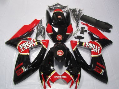 Migliori Carena Moto Suzuki GSXR 600 2006-2007 - Nero Lucido Rosso Bianco Lucky Strike Motul