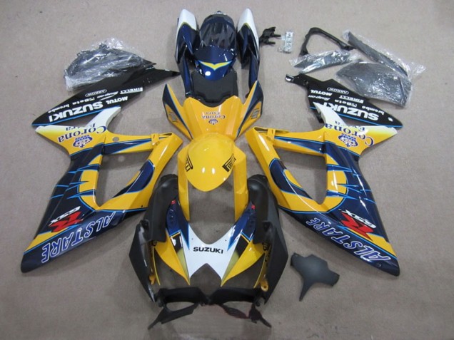Migliori Carena Moto Suzuki GSXR 600 2008-2010 - Bianco Giallo Blu Alstare Corona Extra