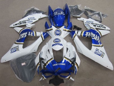Migliori Carena Moto Suzuki GSXR 600 2008-2010 - Bianco Blu Lucky Strike Motul