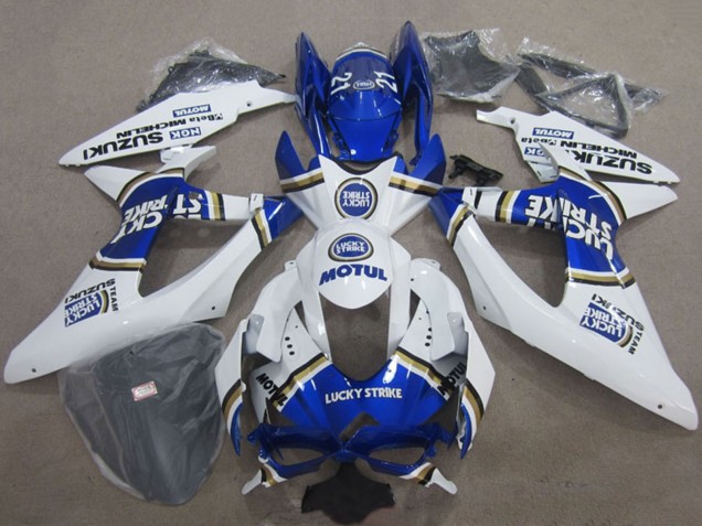 Migliori Carena Moto Suzuki GSXR 600 2008-2010 - Bianco Blu Lucky Strike Motul