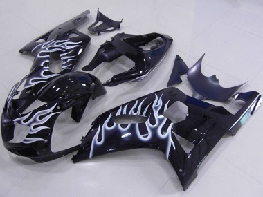Migliori Carena Moto Suzuki GSXR 750 2001-2003 - Nero Lucido Bianco Fiamma
