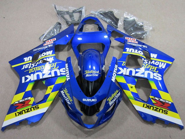 Migliori Carene Moto Suzuki GSXR 750 2004-2005 - Blu Neon Giallo Telefonica MoviStar Motul