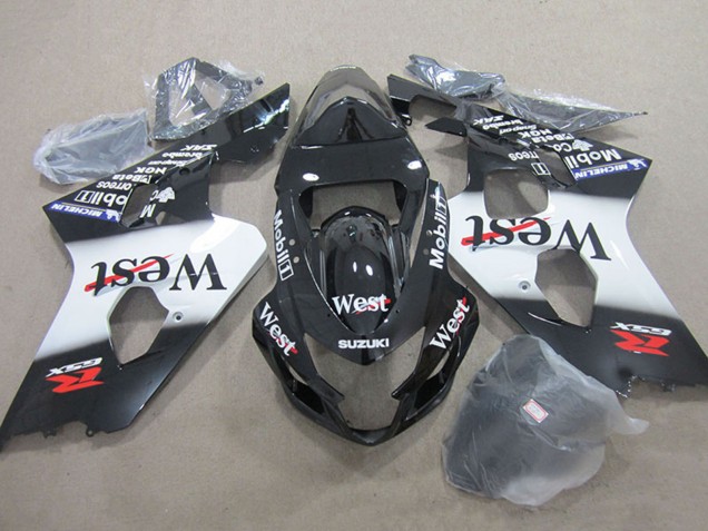 Migliori Carena Moto Suzuki GSXR 750 2004-2005 - Nero Lucido Bianco West Mobil