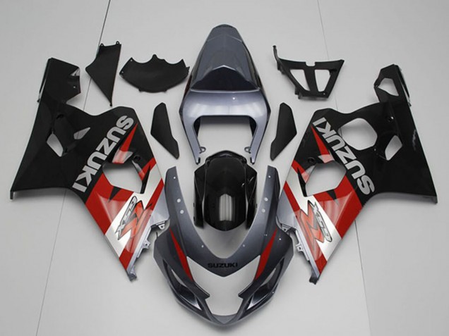 Migliori Carena Moto Suzuki GSXR 750 2004-2005 - Argento Grigio Rosso Nero