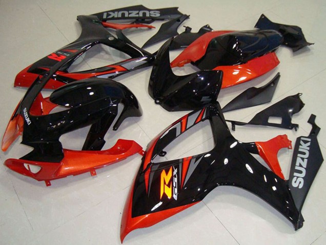 Migliori Carena Moto Suzuki GSXR 750 2006-2007 - Arancia Nero Lucido