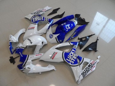 Migliori Carena Moto Suzuki GSXR 750 2006-2007 - Bianco Blu Lucky Strike Motul 34