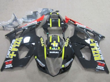 Migliori Carena Moto Suzuki GSXR 1000 2003-2004 - Nero Lucido Rosso Giallo Rizla
