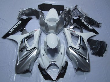 Migliori Carena Moto Suzuki GSXR 1000 2007-2008 - Bianco Argento Nero