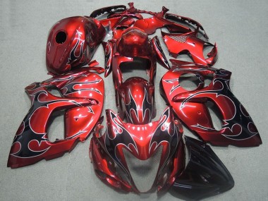 Migliori Carena Moto Suzuki GSXR 1300 Hayabusa 2008-2020 - Rosso Nero Fiamma