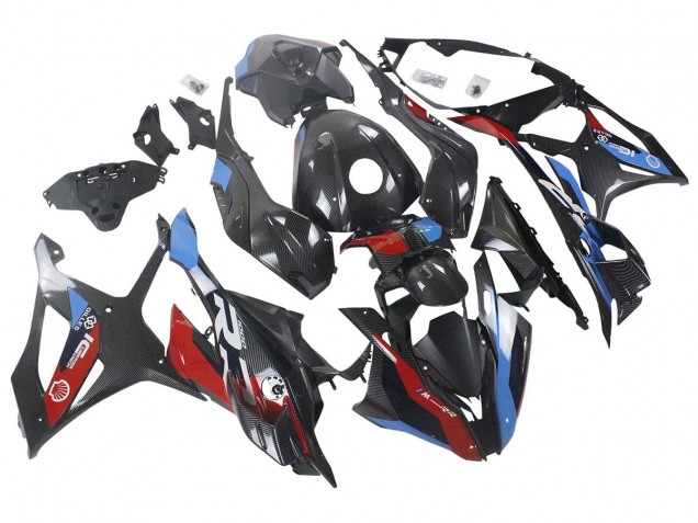Migliori Carena Moto BMW S1000RR 2023-2024 - Blu Rosso Fibra di Carbonio