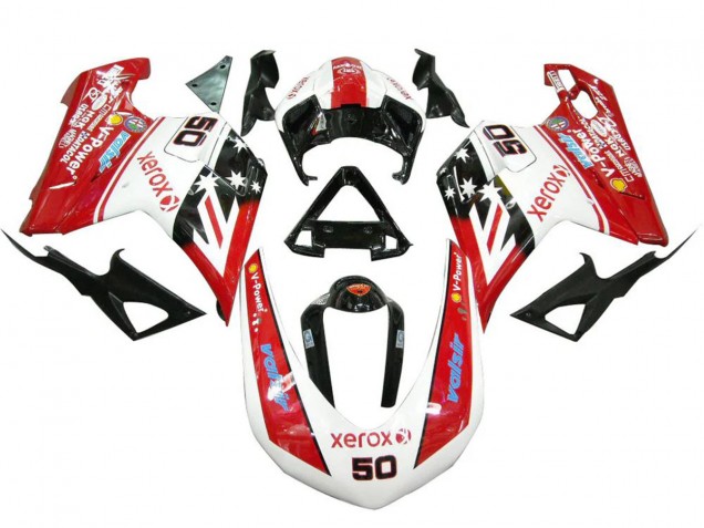 Migliori Carena Moto Ducati 848 1098 1198 2007-2014 - Bianco Rosso Nero Lucido Valsir Xerox 50