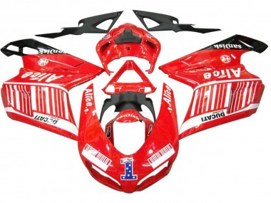 Migliori Carena Moto Ducati 1098 2007-2014 - Bianco Rosso Nero Lucido Alice 1