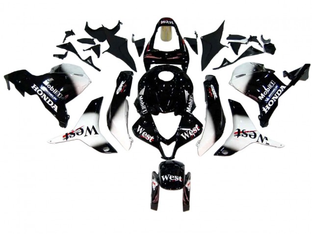Migliori Carena Moto Honda CBR600RR 2009-2012 - Nero Lucido Bianco West