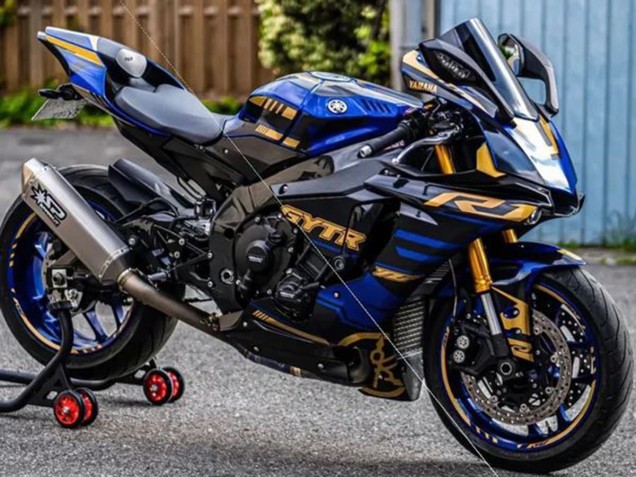 Migliori Carena Moto Yamaha YZF R1 2015-2019 - Blu Oro Nero