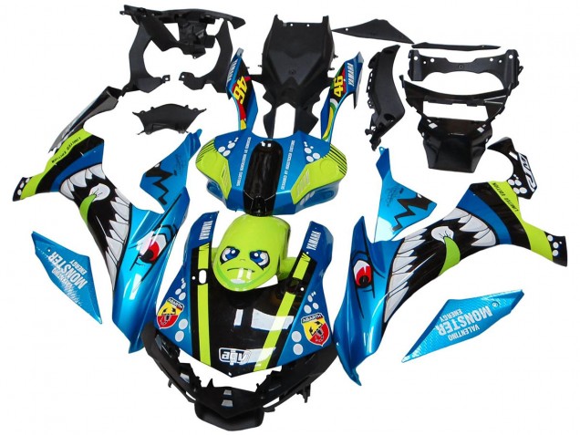 Migliori Carena Moto Yamaha YZF R1 2015-2019 - Blu Verde Nero Squalo