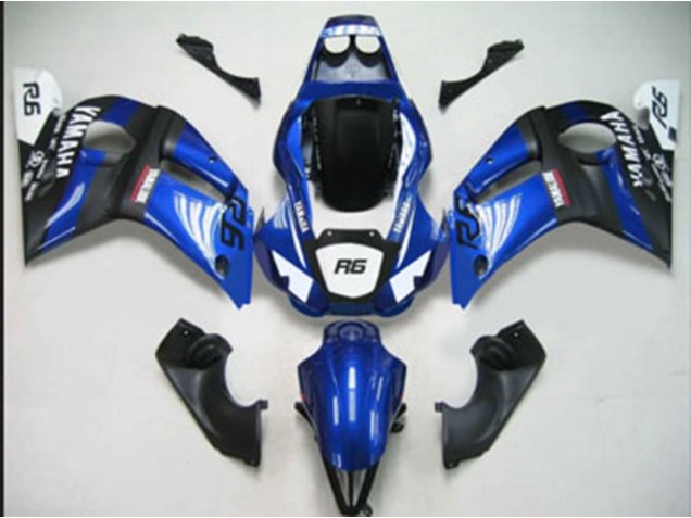 Migliori Carena Moto Yamaha YZF 600 R6 1998-2002 - Blu Bianco Nero Opaco