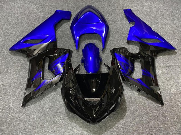 Nero Lucido & Blu 05-06 Kawasaki ZX6R Carena