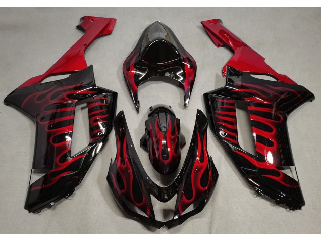 Nero Lucido & Rosso Fiamma 07-08 Kawasaki ZX6R Carena