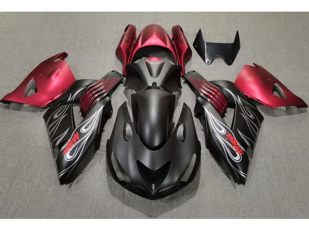 Nero Opaco & Rosso 06-11 Kawasaki ZX14R Carena