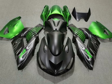 Nero Opaco & Verde 06-11 Kawasaki ZX14R Carena