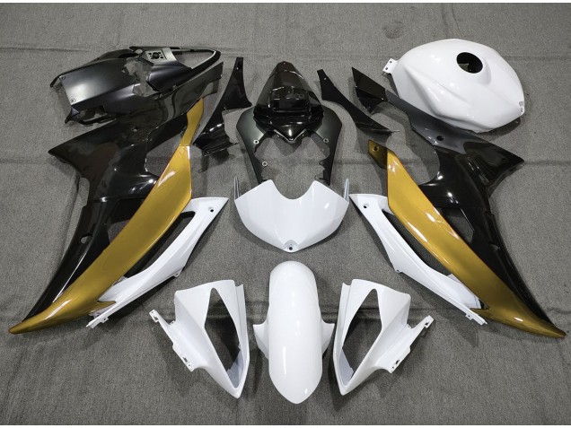 Oro Personalizzato In Bianco & Nero 08-16 Yamaha R6 Carena