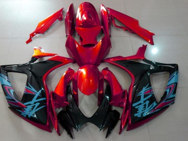 Rosso Lucido & Nero 06-07 Suzuki GSXR 600-750 Carena