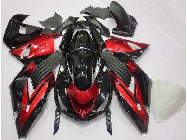 Rosso Lucido & Nero Tinta Unita 06-11 Kawasaki ZX14R Carena