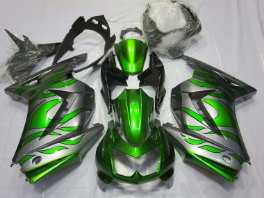 Verde & Argento Fiamma 08-12 Kawasaki Ninja 250 Carena
